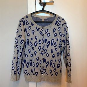 Banana Republic Grey and Blue Animal Print Sweater